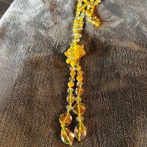 Sunny Yellow Crystal Beaded Necklace with Graduated Design